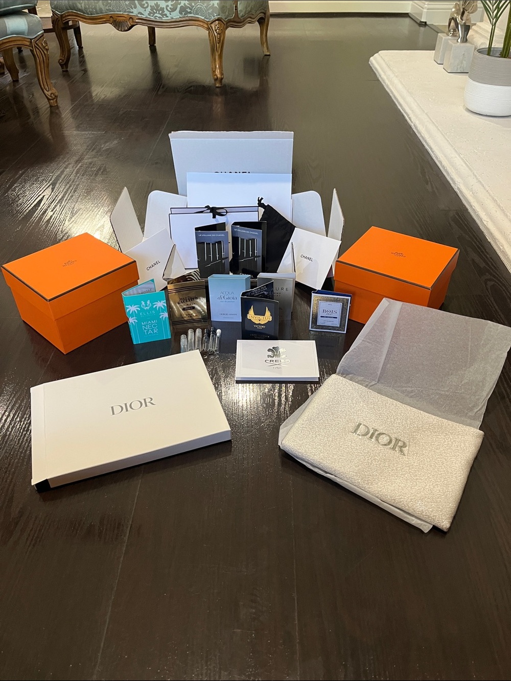 Authentic Luxury Empty Box Lot - Hermès, Chanel, Dior + Designer Makeup Samples